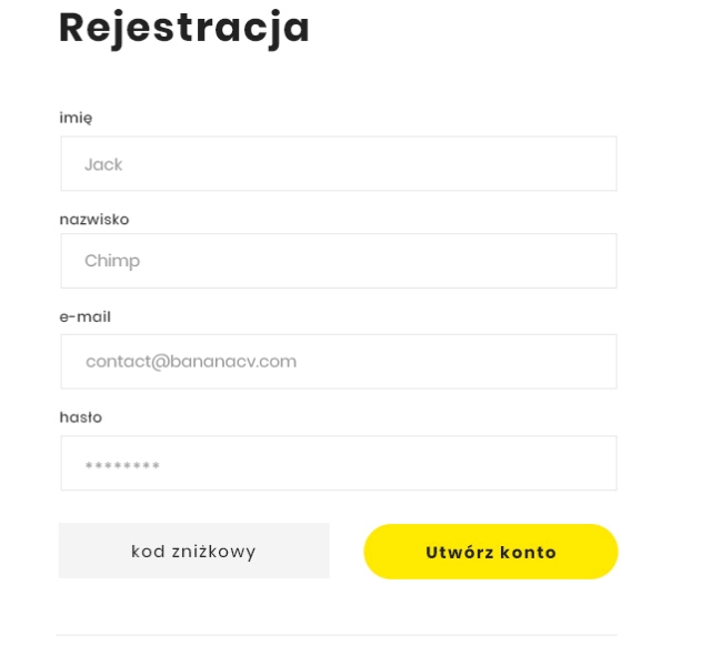formularz rejestracji
